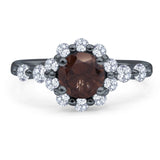 Vintage Style Round Natural Stone Flower Ring