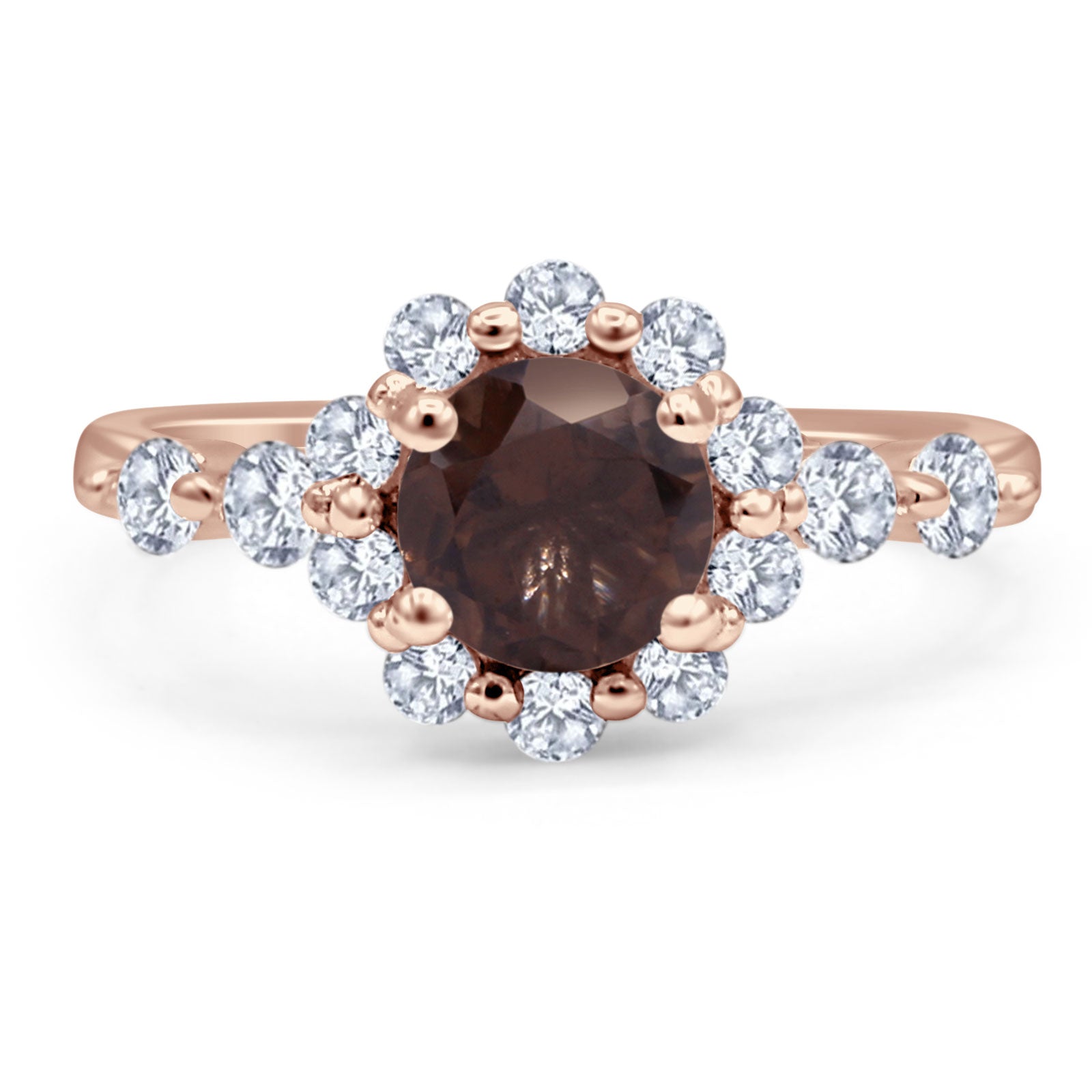 Vintage Style Round Natural Stone Flower Ring