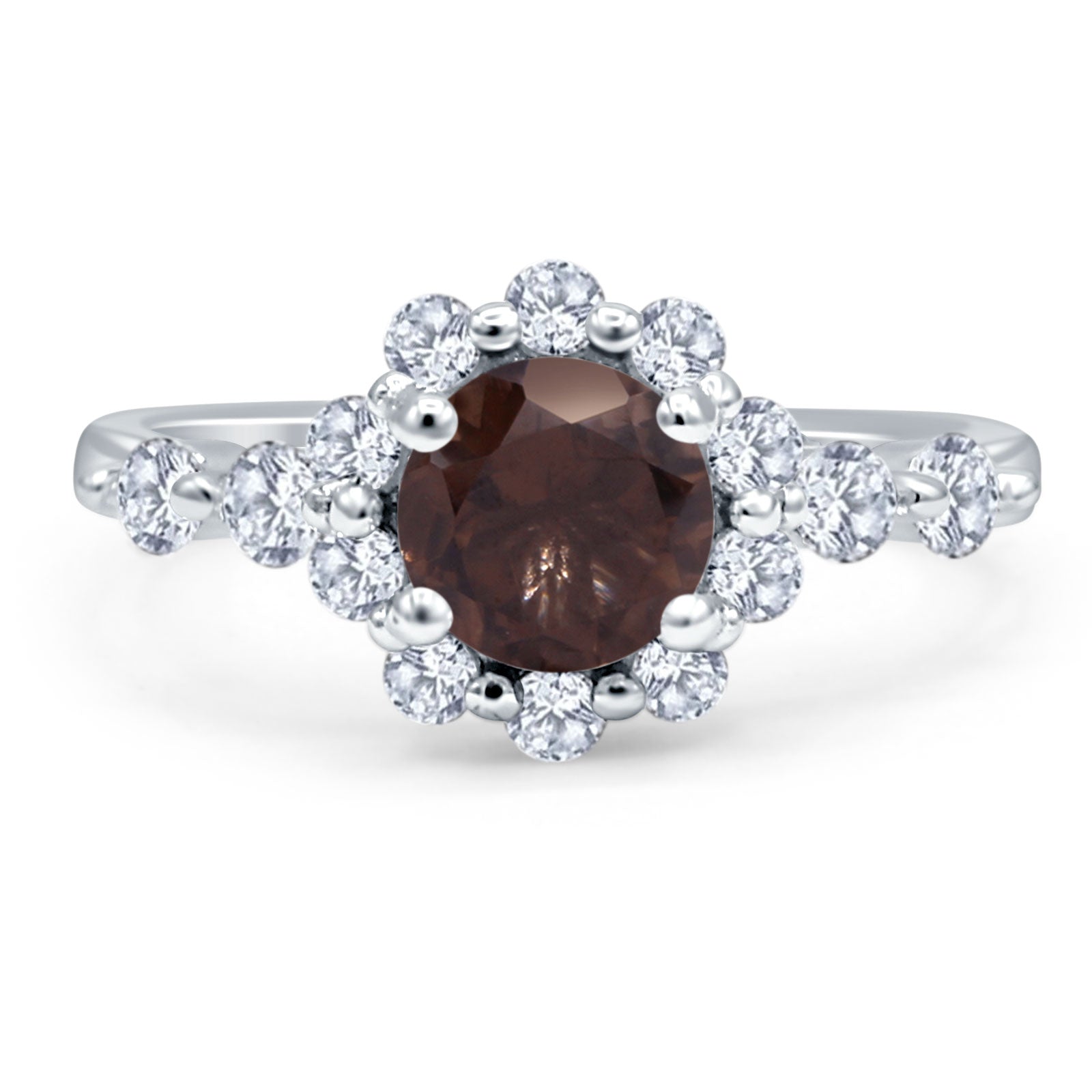 Vintage Style Round Natural Stone Flower Ring