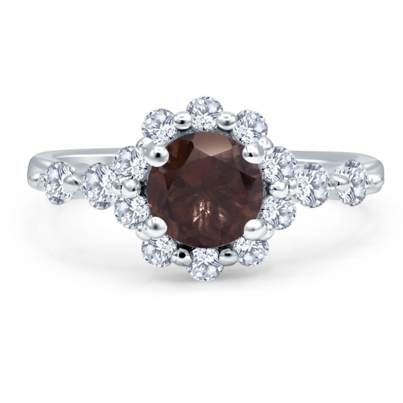 Vintage Style Round Natural Stone Flower Ring