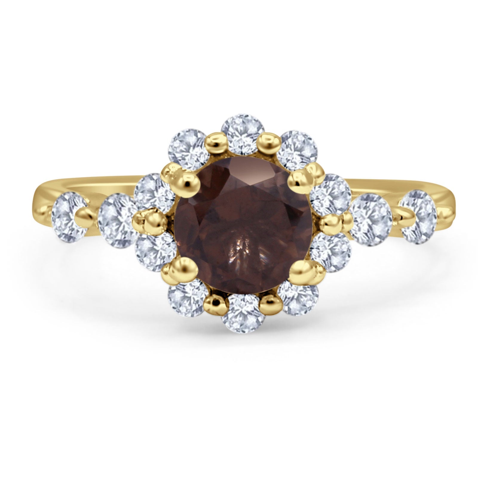 Vintage Style Round Natural Stone Flower Ring