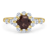 Vintage Style Round Natural Stone Flower Ring
