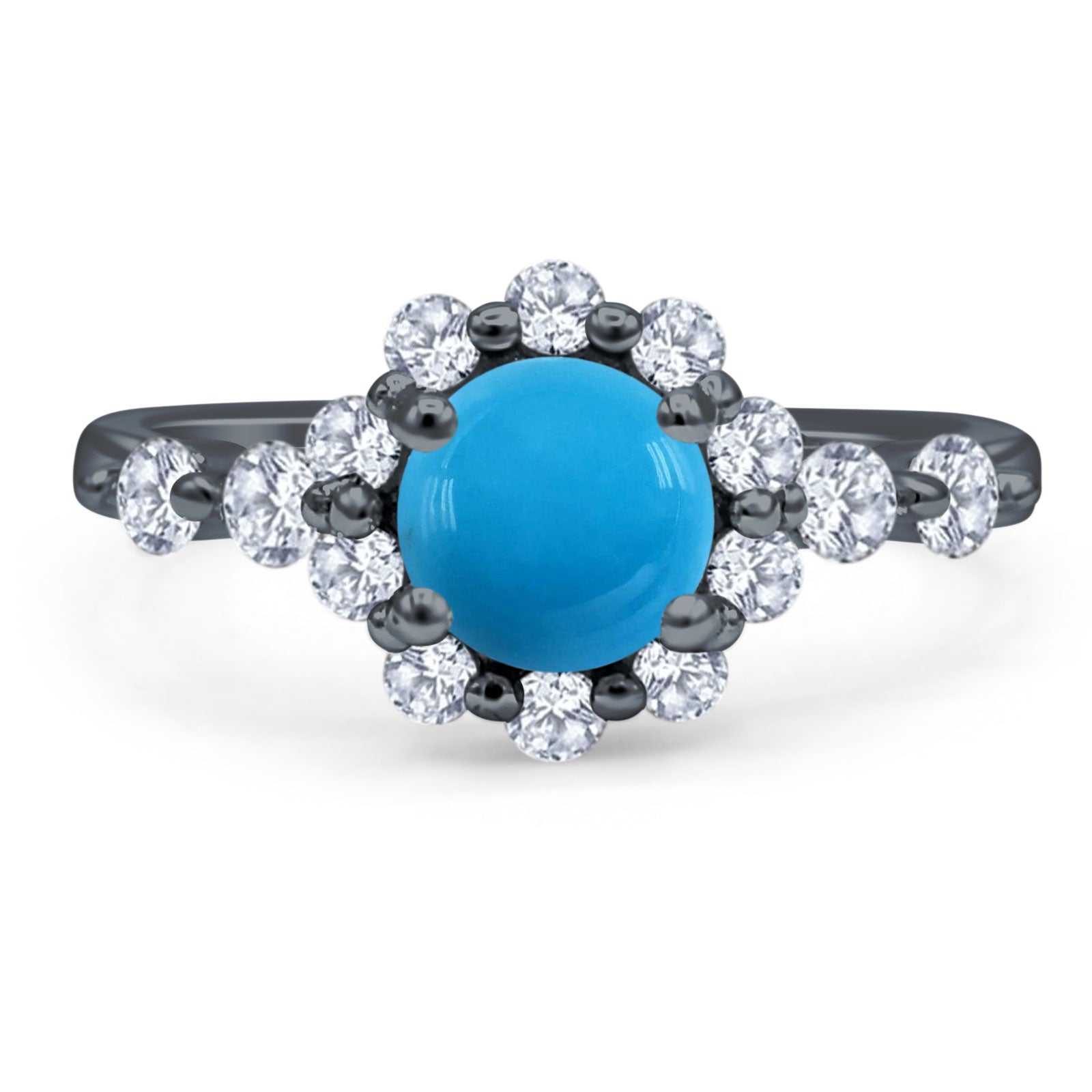 Vintage Style Round Natural Stone Flower Ring