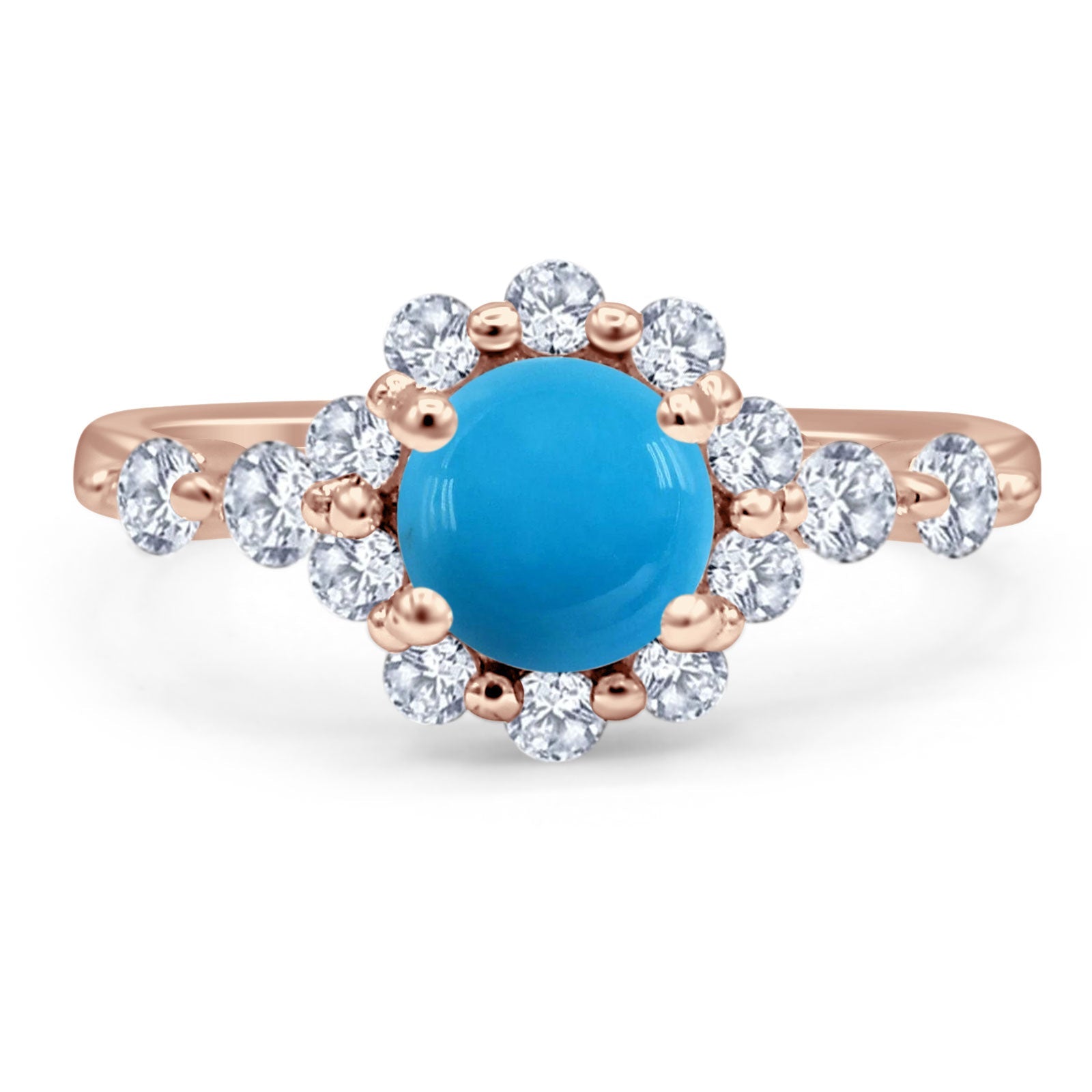 Vintage Style Round Natural Stone Flower Ring