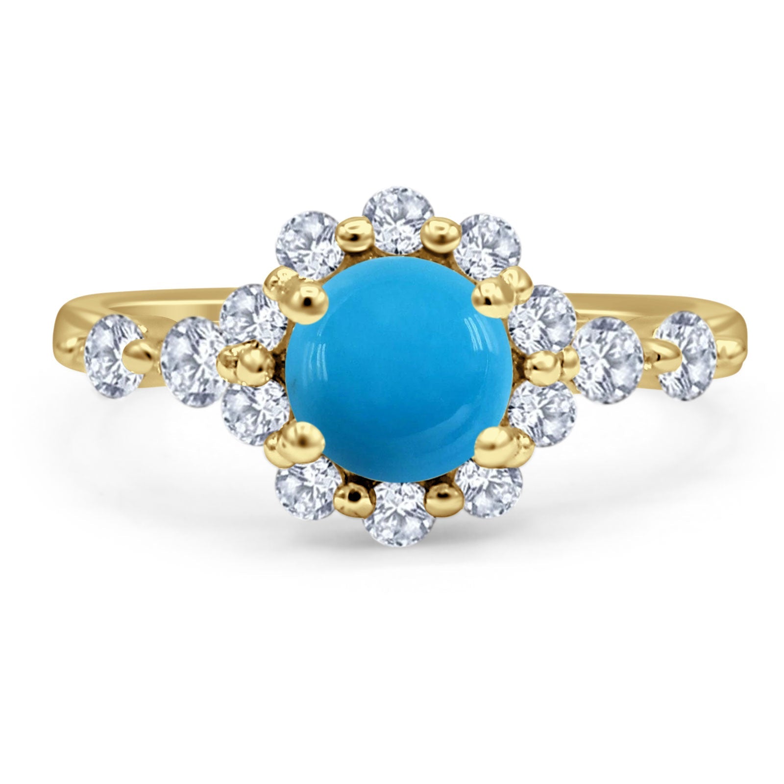 Vintage Style Round Natural Stone Flower Ring