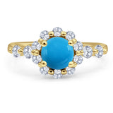 Vintage Style Round Natural Stone Flower Ring