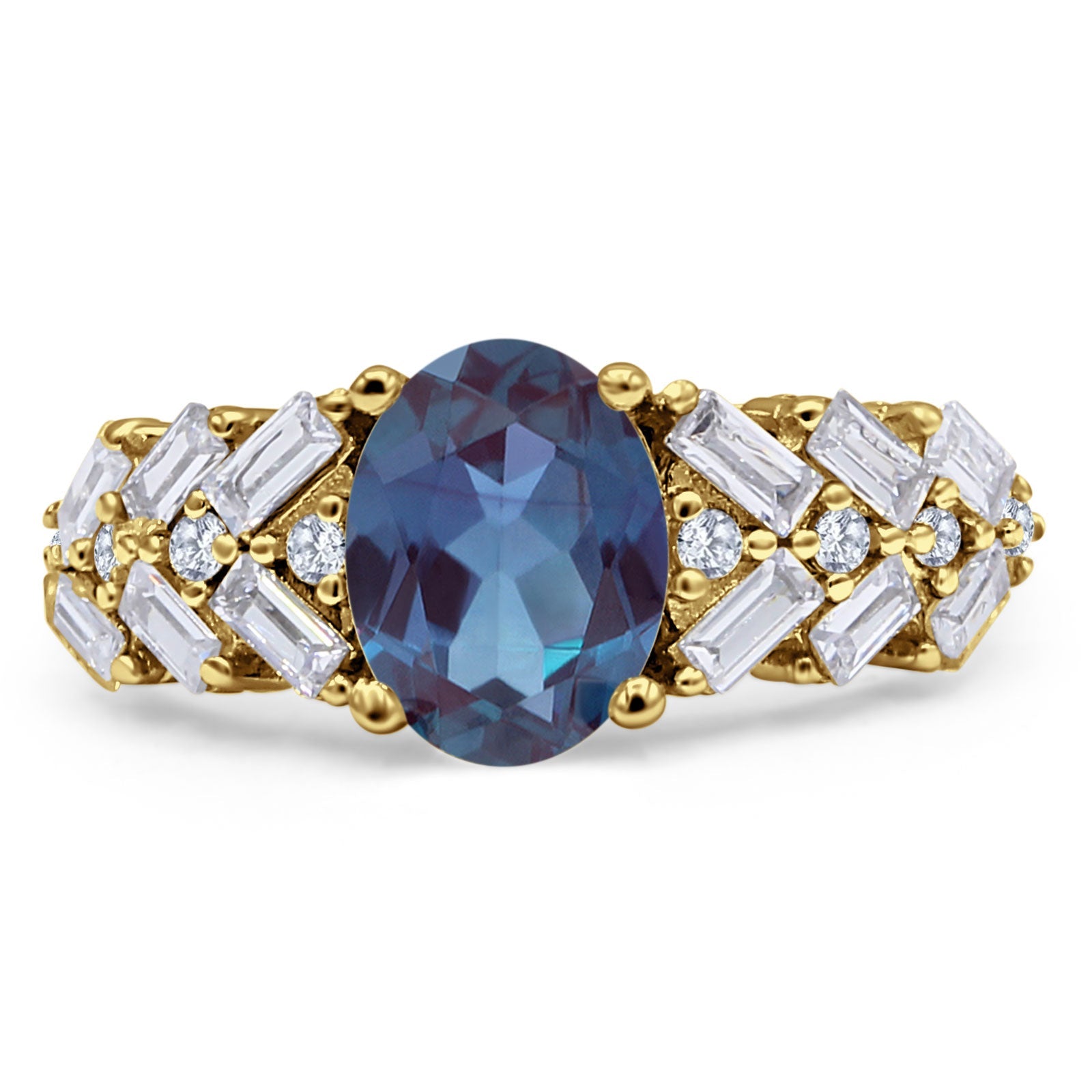 Oval Natural Stone Wedding Cocktail Ring
