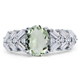 Oval Natural Stone Wedding Cocktail Ring