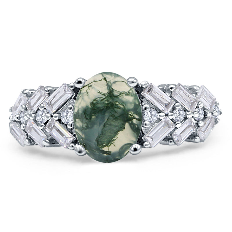 Oval Natural Stone Wedding Cocktail Ring