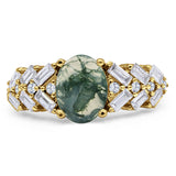 Oval Natural Stone Wedding Cocktail Ring