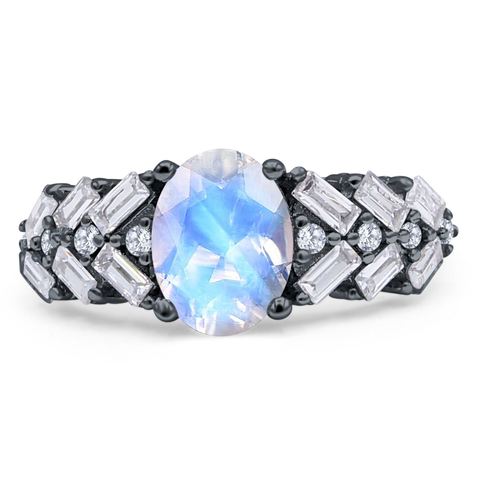 Oval Natural Stone Wedding Cocktail Ring