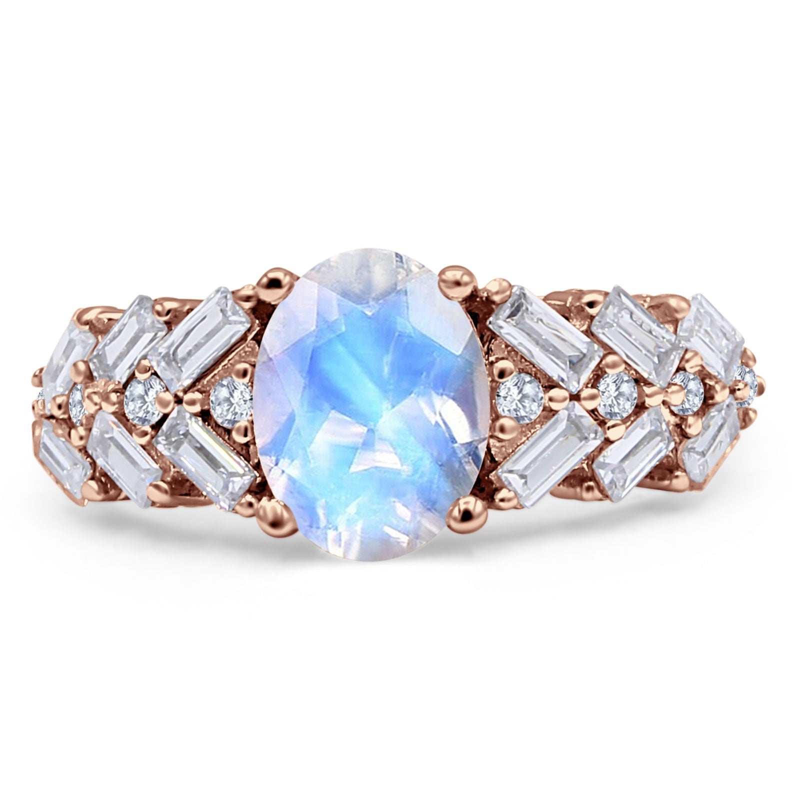 Oval Natural Stone Wedding Cocktail Ring