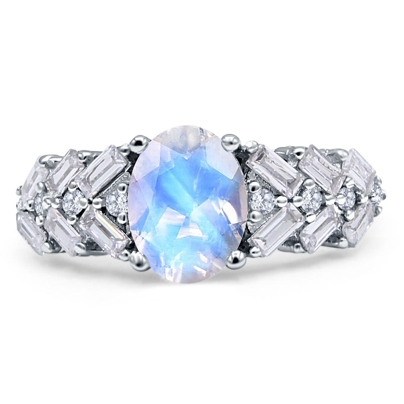 Oval Natural Stone Wedding Cocktail Ring