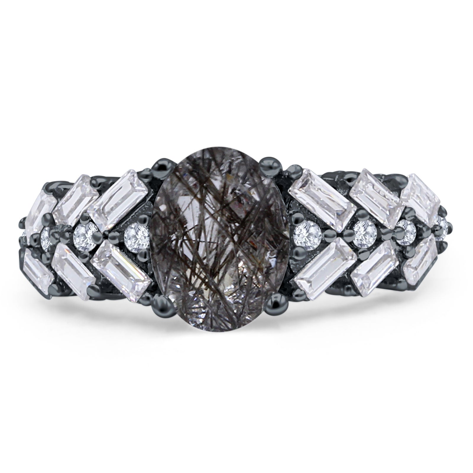 Oval Natural Stone Wedding Cocktail Ring