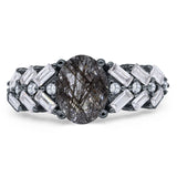 Oval Natural Stone Wedding Cocktail Ring