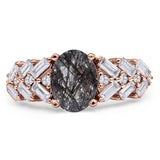 Oval Natural Stone Wedding Cocktail Ring