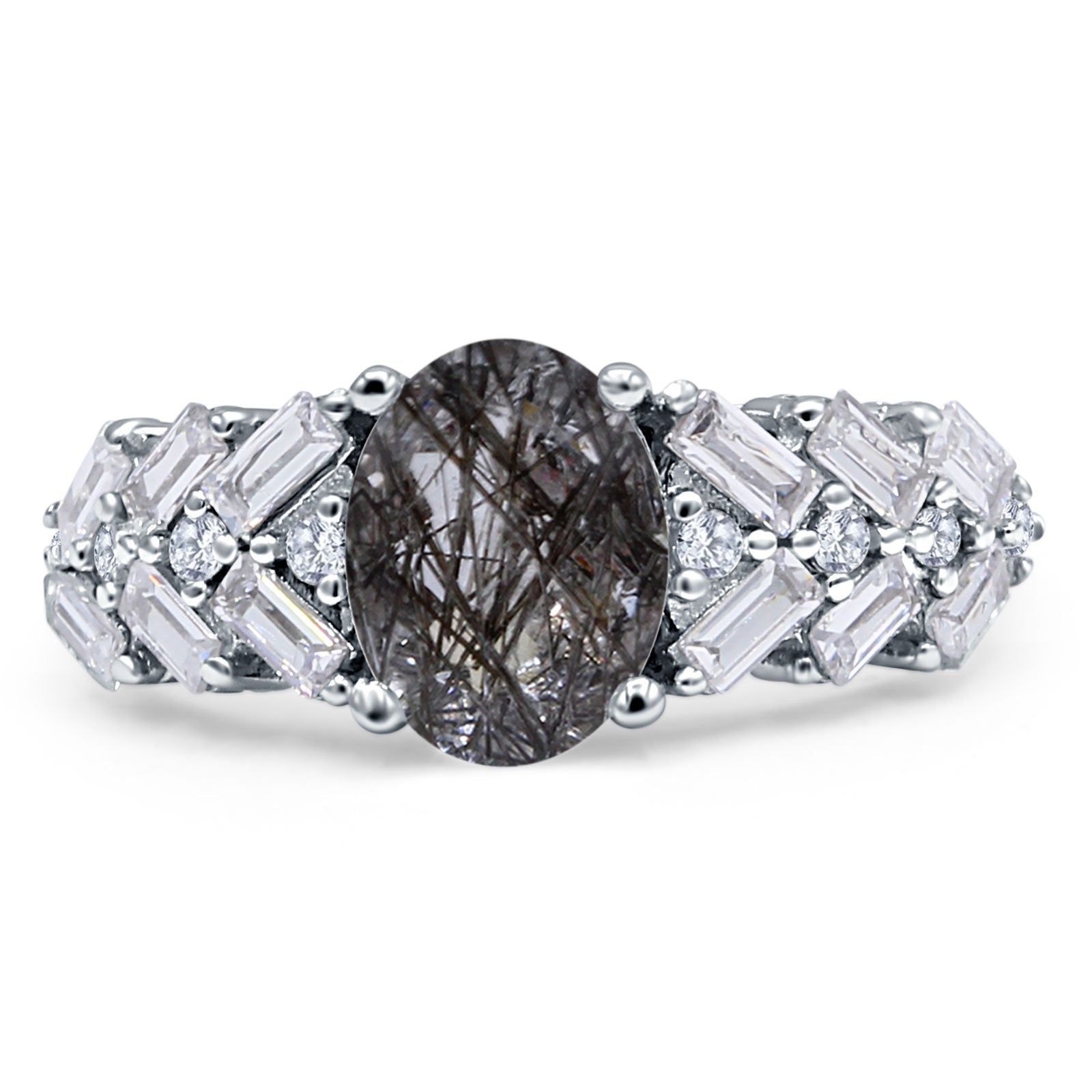 Oval Natural Stone Wedding Cocktail Ring