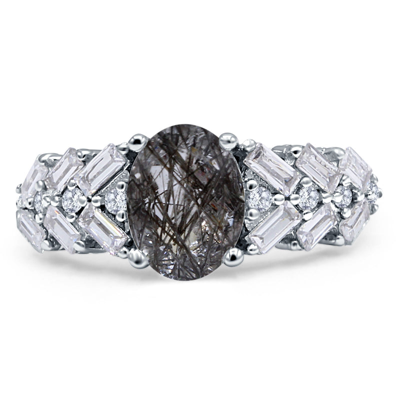 Oval Natural Stone Wedding Cocktail Ring