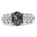 Oval Natural Stone Wedding Cocktail Ring