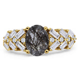 Oval Natural Stone Wedding Cocktail Ring