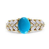 Oval Natural Stone Wedding Cocktail Ring