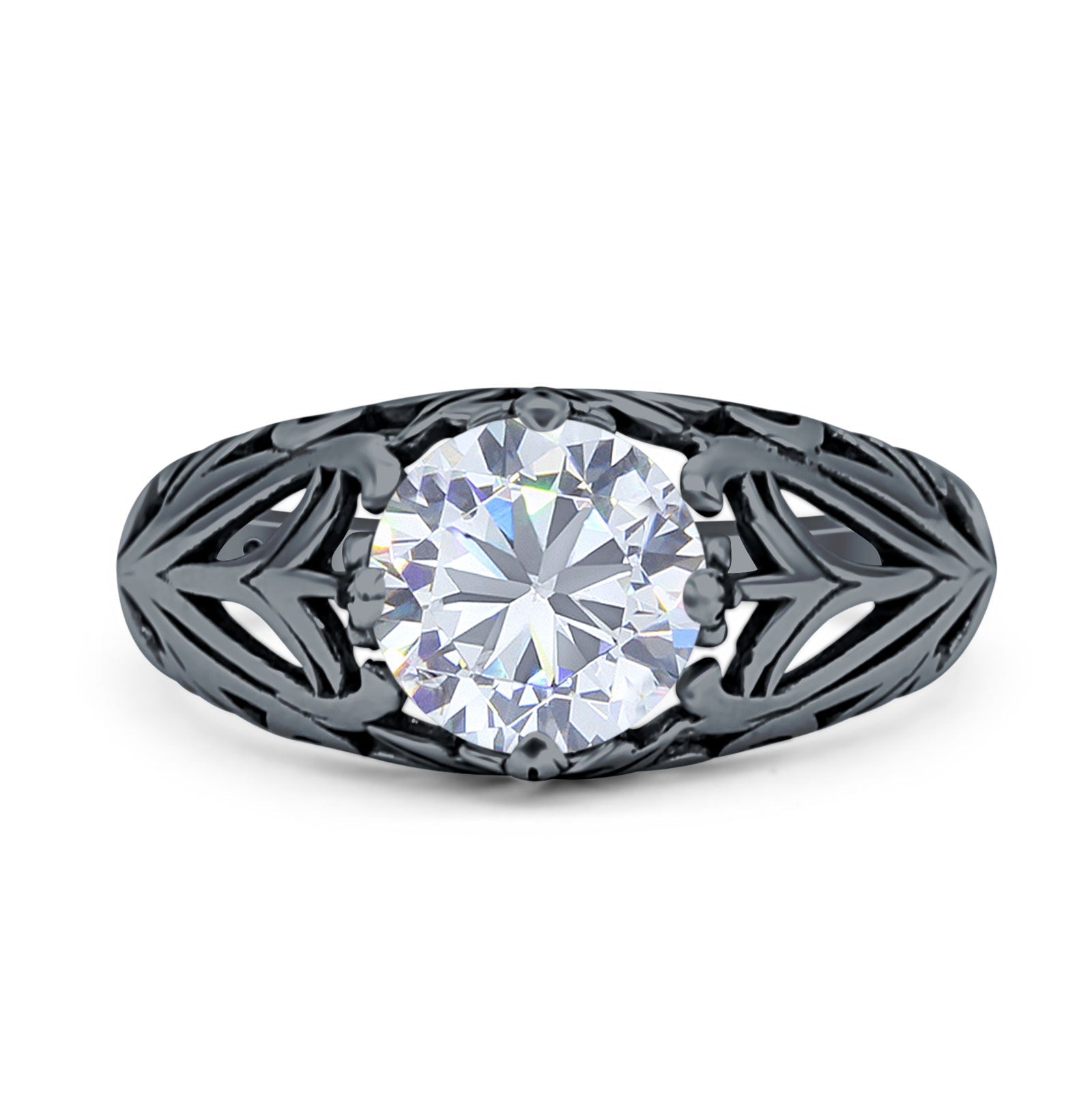 Round CZ Floral Ring