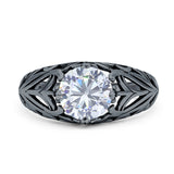 Round CZ Floral Ring