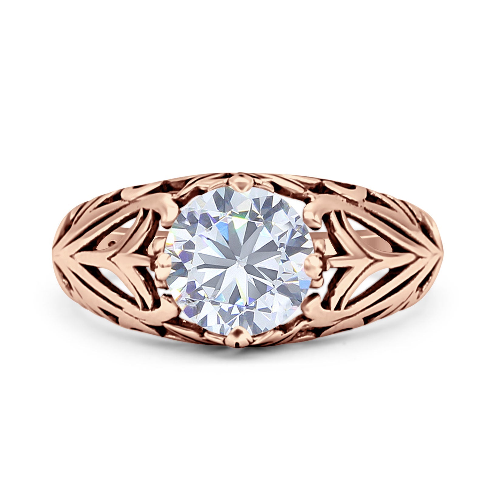 Round CZ Floral Ring