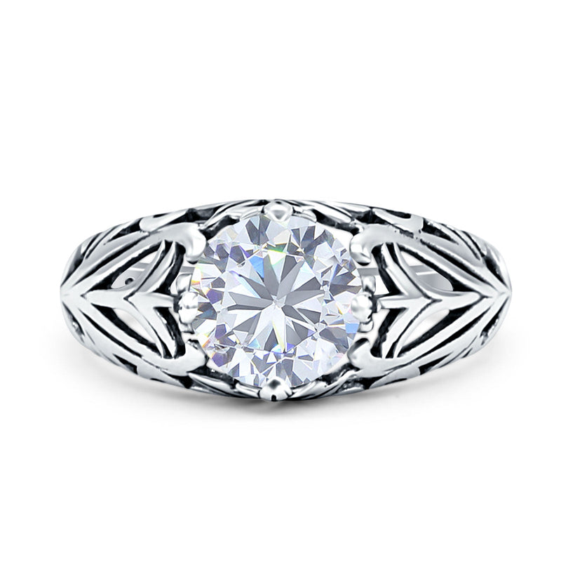 Round CZ Floral Ring