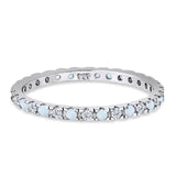 Stackable Band Ring Round Eternity Simulated CZ 925 Sterling Silver