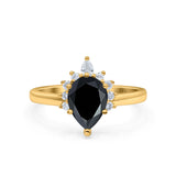 Teardrop Art Deco Pear Wedding Engagement Ring Round CZ 925 Sterling Silver