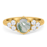 Vintage Style Round Natural Stone Filigree Ring