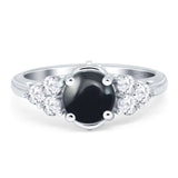 Vintage Style Round Natural Stone Filigree Ring