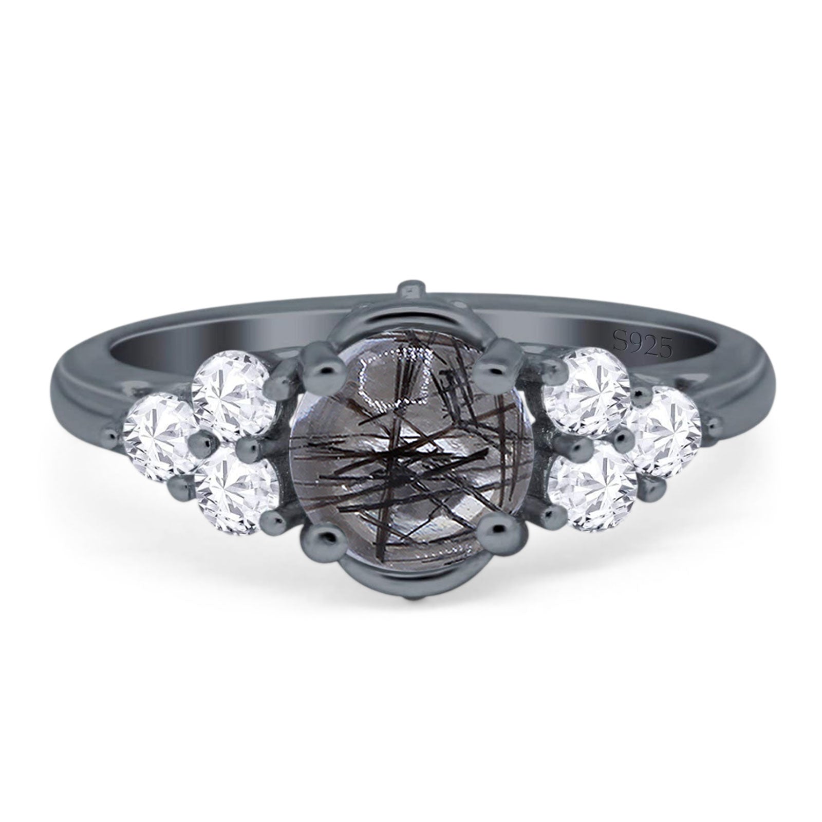 Vintage Style Round Natural Stone Filigree Ring