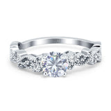 Art Deco Round Moissanite Filigree Beaded Ring 925 Sterling Silver
