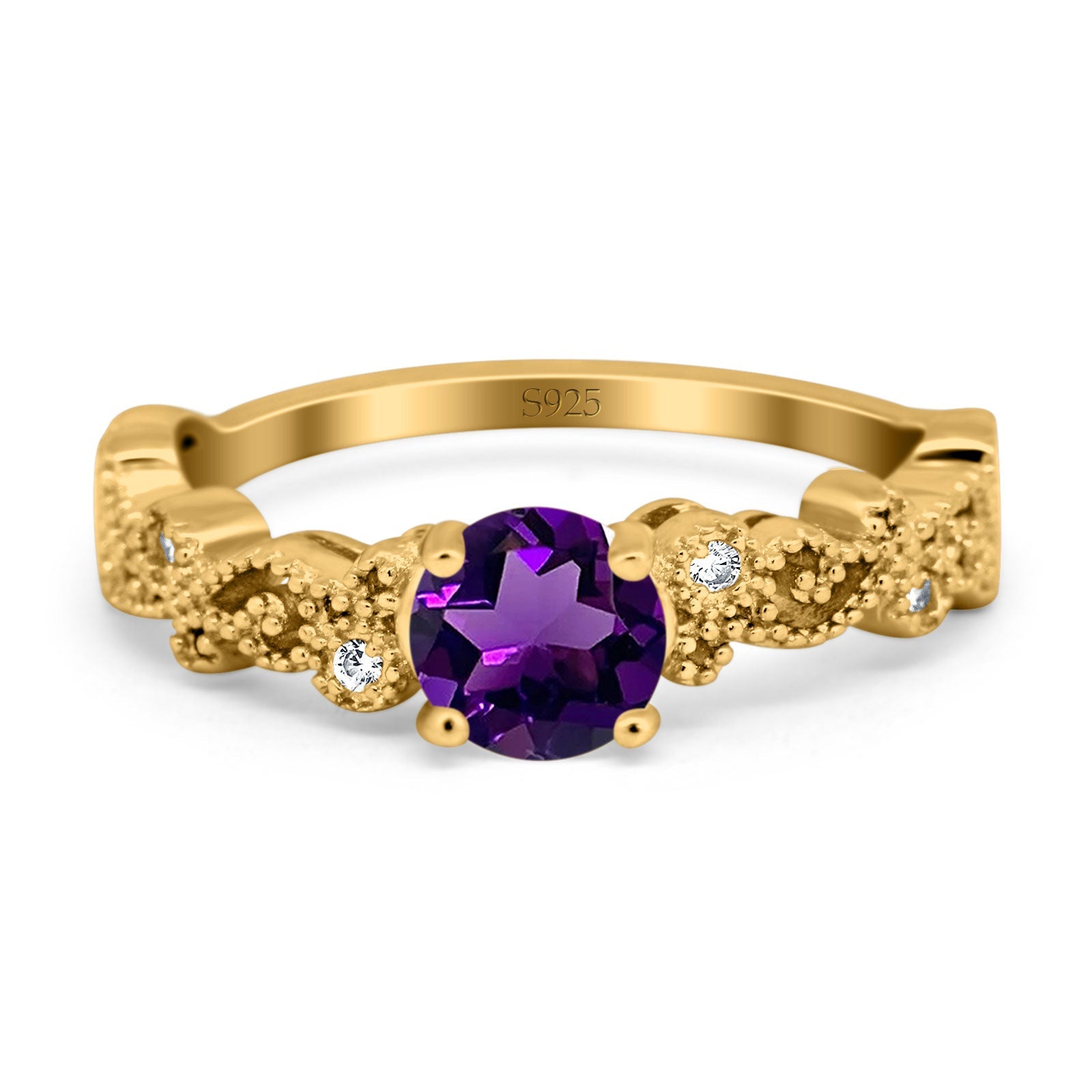 Round Natural Stone Filigree Beaded Ring