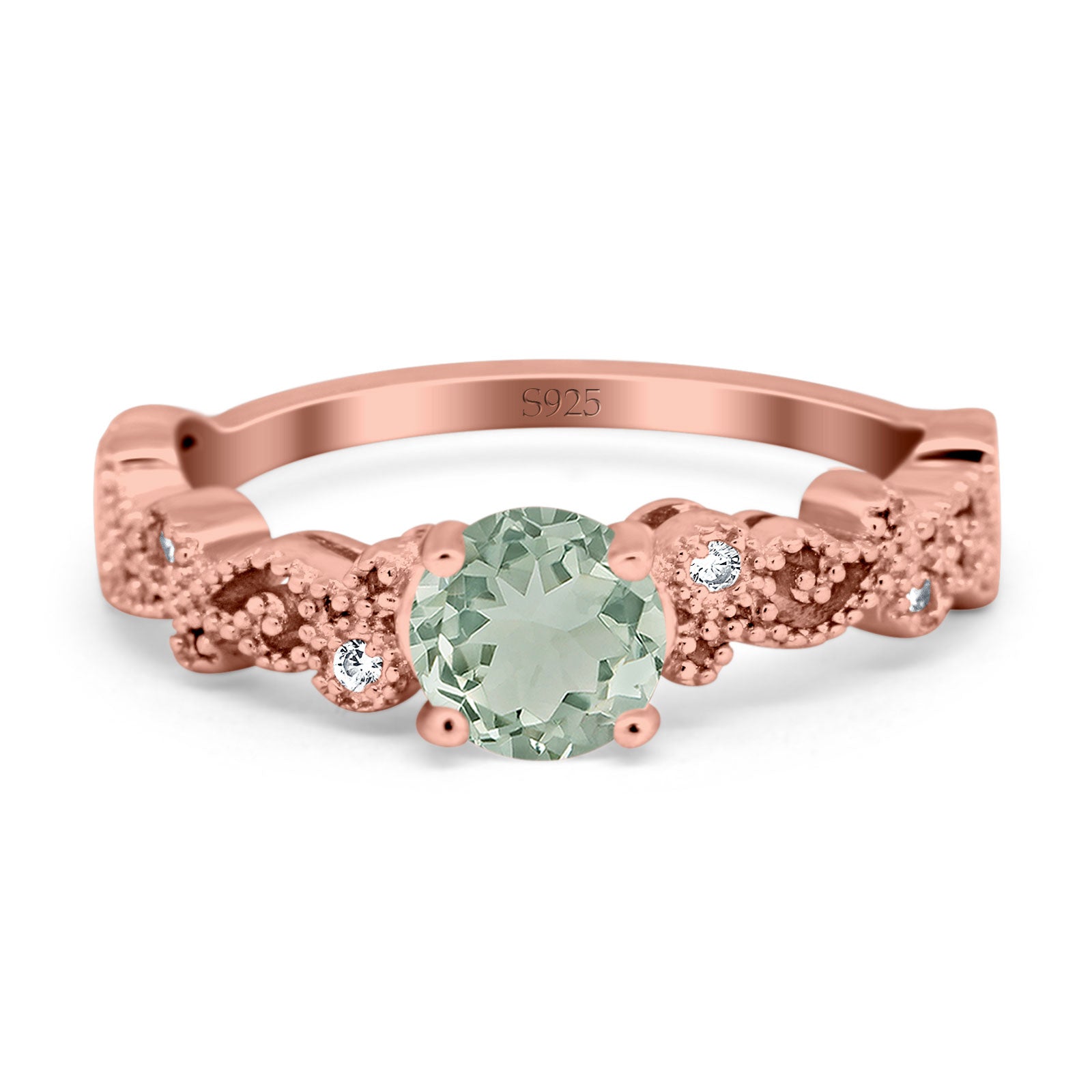 Round Natural Stone Filigree Beaded Ring