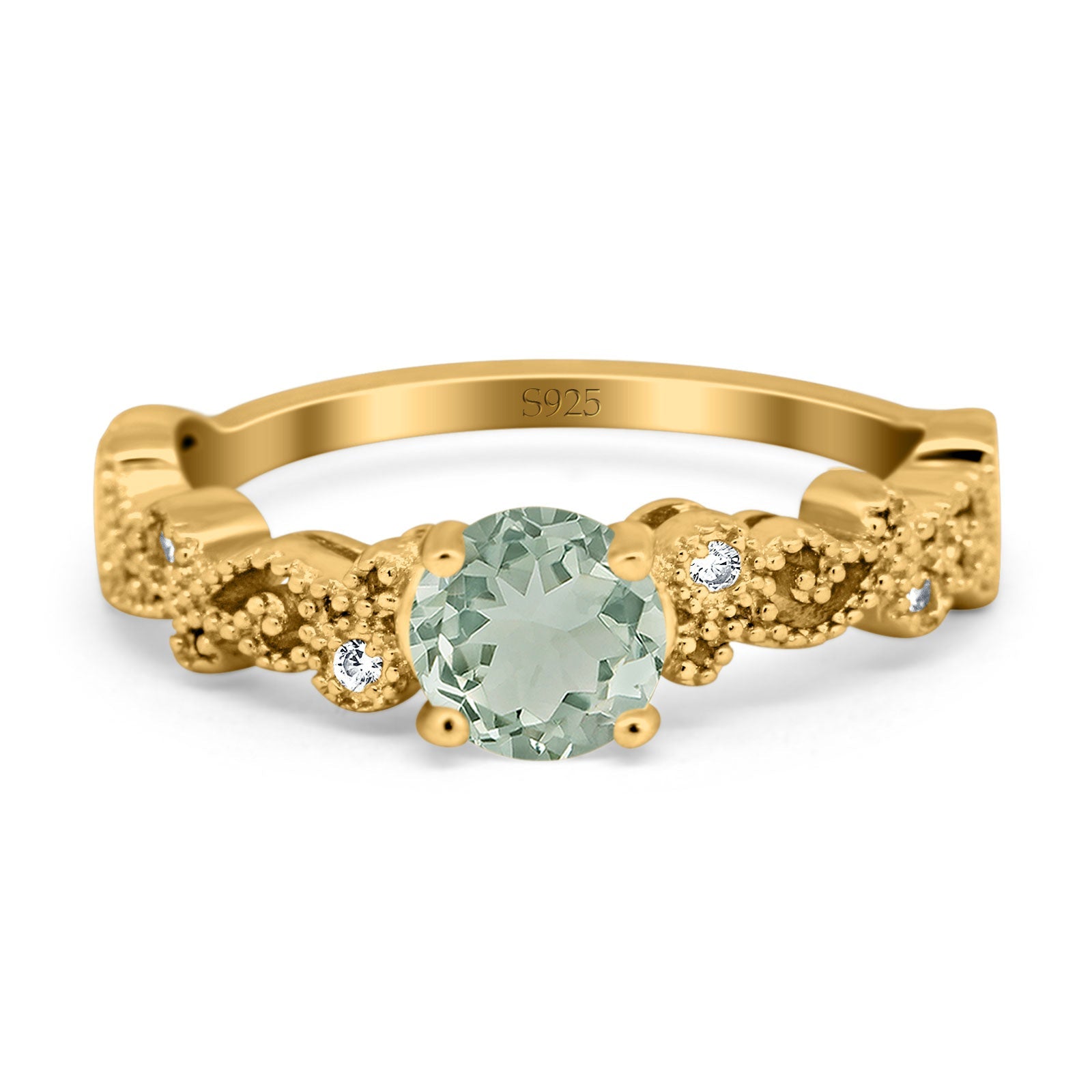 Round Natural Stone Filigree Beaded Ring