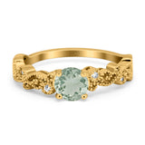Round Natural Stone Filigree Beaded Ring