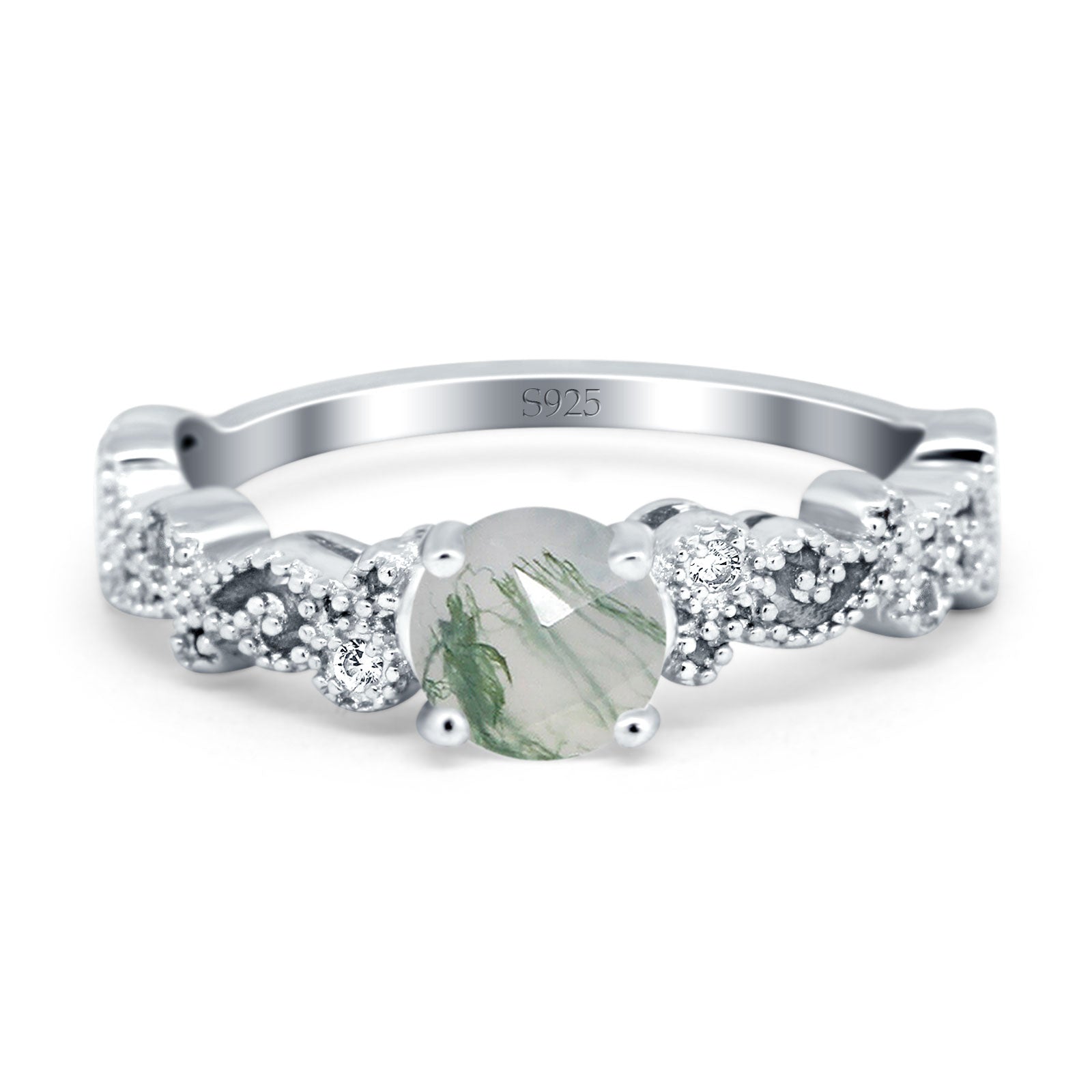 Round Natural Stone Filigree Beaded Ring