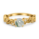 Round Natural Stone Filigree Beaded Ring