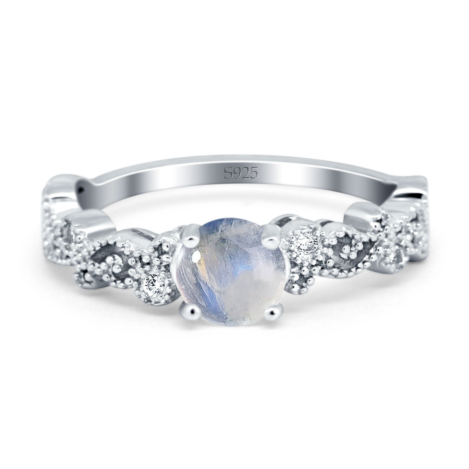 Round Natural Stone Filigree Beaded Ring