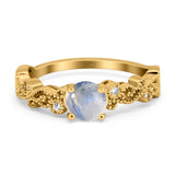 Round Natural Stone Filigree Beaded Ring