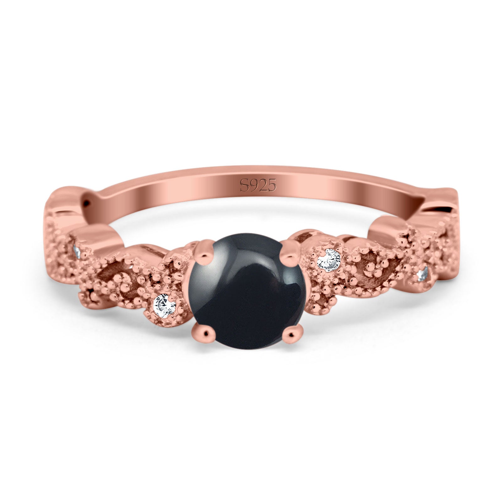 Round Natural Stone Filigree Beaded Ring