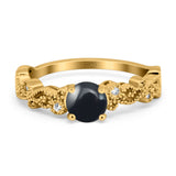 Round Natural Stone Filigree Beaded Ring