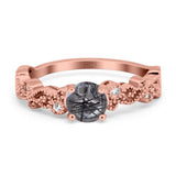 Round Natural Stone Filigree Beaded Ring