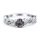 Round Natural Stone Filigree Beaded Ring