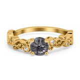 Round Natural Stone Filigree Beaded Ring
