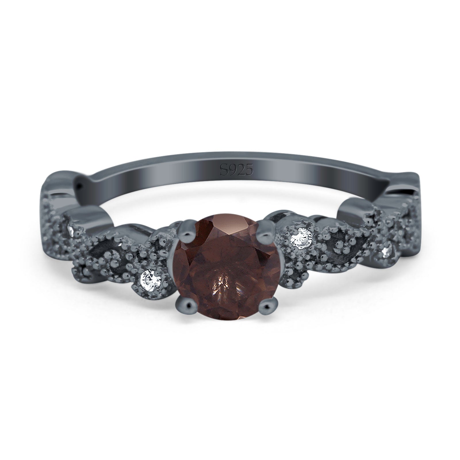 Round Natural Stone Filigree Beaded Ring