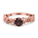 Round Natural Stone Filigree Beaded Ring